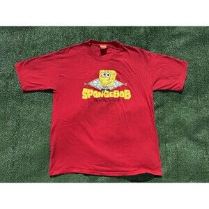 Vintage Y2k SpongeBob SquarePants Nudiepants T Shirt Men's XXL Red 2002